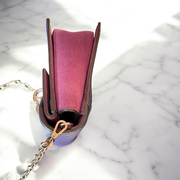 Henri Bendel Plaza Satchel/Crossbody Leather & Suede Bag Acai Purple - Picture 13 of 16